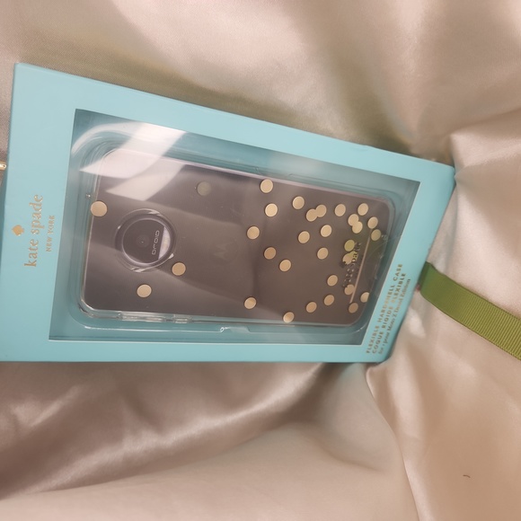Kate Spade Moto Z Clear with Gold Polka Dots Hard Shell Phone Case NWT - Picture 5 of 10